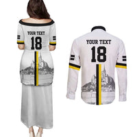 Custom Cornwall Football Couples Matching Puletasi and Long Sleeve Button Shirt Mont Saint Michel - Wonder Print Shop