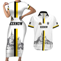 Custom Cornwall Football Couples Matching Short Sleeve Bodycon Dress and Hawaiian Shirt Mont Saint Michel - Wonder Print Shop