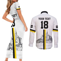 Custom Cornwall Football Couples Matching Short Sleeve Bodycon Dress and Long Sleeve Button Shirt Mont Saint Michel - Wonder Print Shop