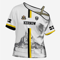 Custom Cornwall Football Cross Shoulder Shirt Mont Saint Michel - Wonder Print Shop
