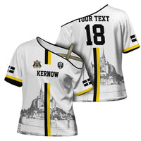 Custom Cornwall Football Cross Shoulder Shirt Mont Saint Michel - Wonder Print Shop