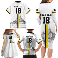 Custom Cornwall Football Family Matching Long Sleeve Bodycon Dress and Hawaiian Shirt Mont Saint Michel - Wonder Print Shop