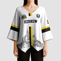 Custom Cornwall Football Kimono Sleeve Blouse Mont Saint Michel - Wonder Print Shop
