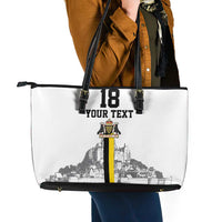 Custom Cornwall Football Leather Tote Bag Mont Saint Michel - Wonder Print Shop