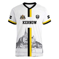 Custom Cornwall Football Women V-Neck T-Shirt Mont Saint Michel - Wonder Print Shop