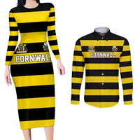 Custom Cornwall Rugby Couples Matching Long Sleeve Bodycon Dress and Long Sleeve Button Shirt One and All - Wonder Print Shop