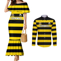 Custom Cornwall Rugby Couples Matching Mermaid Dress and Long Sleeve Button Shirt One and All - Wonder Print Shop