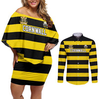 Custom Cornwall Rugby Couples Matching Off Shoulder Short Dress and Long Sleeve Button Shirt One and All - Wonder Print Shop