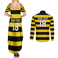Custom Cornwall Rugby Couples Matching Summer Maxi Dress and Long Sleeve Button Shirt One and All - Wonder Print Shop