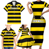 Custom Cornwall Rugby Family Matching Short Sleeve Bodycon Dress and Hawaiian Shirt One and All - Wonder Print Shop