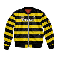 Custom Cornwall Rugby Sleeve Zip Bomber Jacket One and All - Wonder Print Shop