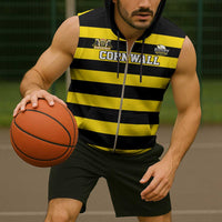 Custom Cornwall Rugby Sleeveless Zip Hoodie One and All - Wonder Print Shop