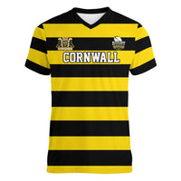 Custom Cornwall Rugby Women V-Neck T-Shirt One and All - Wonder Print Shop