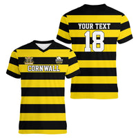 Custom Cornwall Rugby Women V-Neck T-Shirt One and All - Wonder Print Shop