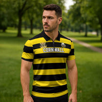 Custom Cornwall Rugby Zipper Polo Shirt One and All - Wonder Print Shop
