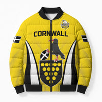 Custom Cornwall Rugby Bomber Puffer Jacket Cornish Chough Go Champion - Wonder Print Shop