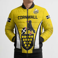 Custom Cornwall Rugby Bomber Puffer Jacket Cornish Chough Go Champion - Wonder Print Shop