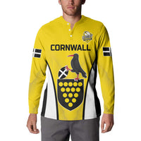 Custom Cornwall Rugby Button Sweatshirt Cornish Chough Go Champion - Wonder Print Shop