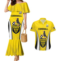 Custom Cornwall Rugby Couples Matching Mermaid Dress and Hawaiian Shirt Cornish Chough Go Champion - Wonder Print Shop