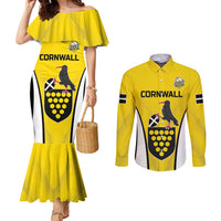 Custom Cornwall Rugby Couples Matching Mermaid Dress and Long Sleeve Button Shirt Cornish Chough Go Champion - Wonder Print Shop