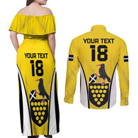 Custom Cornwall Rugby Couples Matching Off Shoulder Maxi Dress and Long Sleeve Button Shirt Cornish Chough Go Champion - Wonder Print Shop
