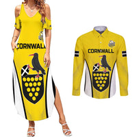 Custom Cornwall Rugby Couples Matching Summer Maxi Dress and Long Sleeve Button Shirt Cornish Chough Go Champion - Wonder Print Shop