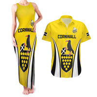 Custom Cornwall Rugby Couples Matching Tank Maxi Dress and Hawaiian Shirt Cornish Chough Go Champion - Wonder Print Shop