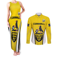 Custom Cornwall Rugby Couples Matching Tank Maxi Dress and Long Sleeve Button Shirt Cornish Chough Go Champion - Wonder Print Shop