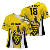 Custom Cornwall Rugby Cross Shoulder Shirt Cornish Chough Go Champion - Wonder Print Shop