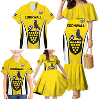 Custom Cornwall Rugby Family Matching Mermaid Dress and Hawaiian Shirt Cornish Chough Go Champion - Wonder Print Shop