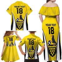Custom Cornwall Rugby Family Matching Off Shoulder Maxi Dress and Hawaiian Shirt Cornish Chough Go Champion - Wonder Print Shop