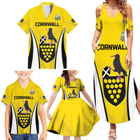 Custom Cornwall Rugby Family Matching Summer Maxi Dress and Hawaiian Shirt Cornish Chough Go Champion - Wonder Print Shop