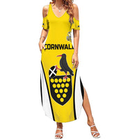 Custom Cornwall Rugby Family Matching Summer Maxi Dress and Hawaiian Shirt Cornish Chough Go Champion - Wonder Print Shop