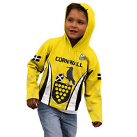 Custom Cornwall Rugby Kid Hoodie Cornish Chough Go Champion - Wonder Print Shop