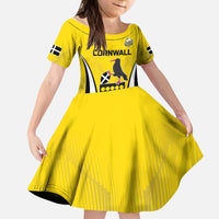 Custom Cornwall Rugby Kid Short Sleeve Dress Cornish Chough Go Champion - Wonder Print Shop