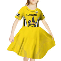 Custom Cornwall Rugby Kid Short Sleeve Dress Cornish Chough Go Champion - Wonder Print Shop
