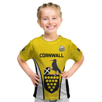 Custom Cornwall Rugby Kid T Shirt Cornish Chough Go Champion - Wonder Print Shop