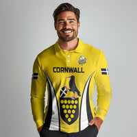 Custom Cornwall Rugby Long Sleeve Polo Shirt Cornish Chough Go Champion - Wonder Print Shop