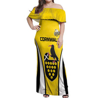 Custom Cornwall Rugby Off Shoulder Maxi Dress Cornish Chough Go Champion - Wonder Print Shop