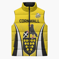 Custom Cornwall Rugby Sleeveless Puffer Jacket Cornish Chough Go Champion - Wonder Print Shop