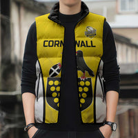 Custom Cornwall Rugby Sleeveless Puffer Jacket Cornish Chough Go Champion - Wonder Print Shop