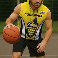 Custom Cornwall Rugby Sleeveless Zip Hoodie Cornish Chough Go Champion - Wonder Print Shop