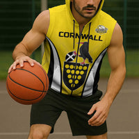 Custom Cornwall Rugby Sleeveless Zip Hoodie Cornish Chough Go Champion - Wonder Print Shop