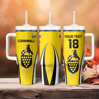 Custom Cornwall Rugby Tumbler With Handle Cornish Chough Go Champion - Wonder Print Shop