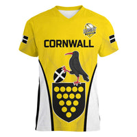 Custom Cornwall Rugby Women V-Neck T-Shirt Cornish Chough Go Champion - Wonder Print Shop