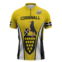 Custom Cornwall Rugby Zipper Polo Shirt Cornish Chough Go Champion - Wonder Print Shop