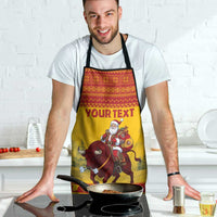Personalized Spain Christmas Apron Santa Riding Red Bull Feliz Navidad - Wonder Print Shop
