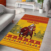Personalized Spain Christmas Area Rug Santa Riding Red Bull Feliz Navidad - Wonder Print Shop