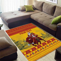 Personalized Spain Christmas Area Rug Santa Riding Red Bull Feliz Navidad - Wonder Print Shop