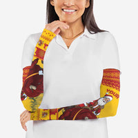 Personalized Spain Christmas Arm Sleeves Santa Riding Red Bull Feliz Navidad - Wonder Print Shop